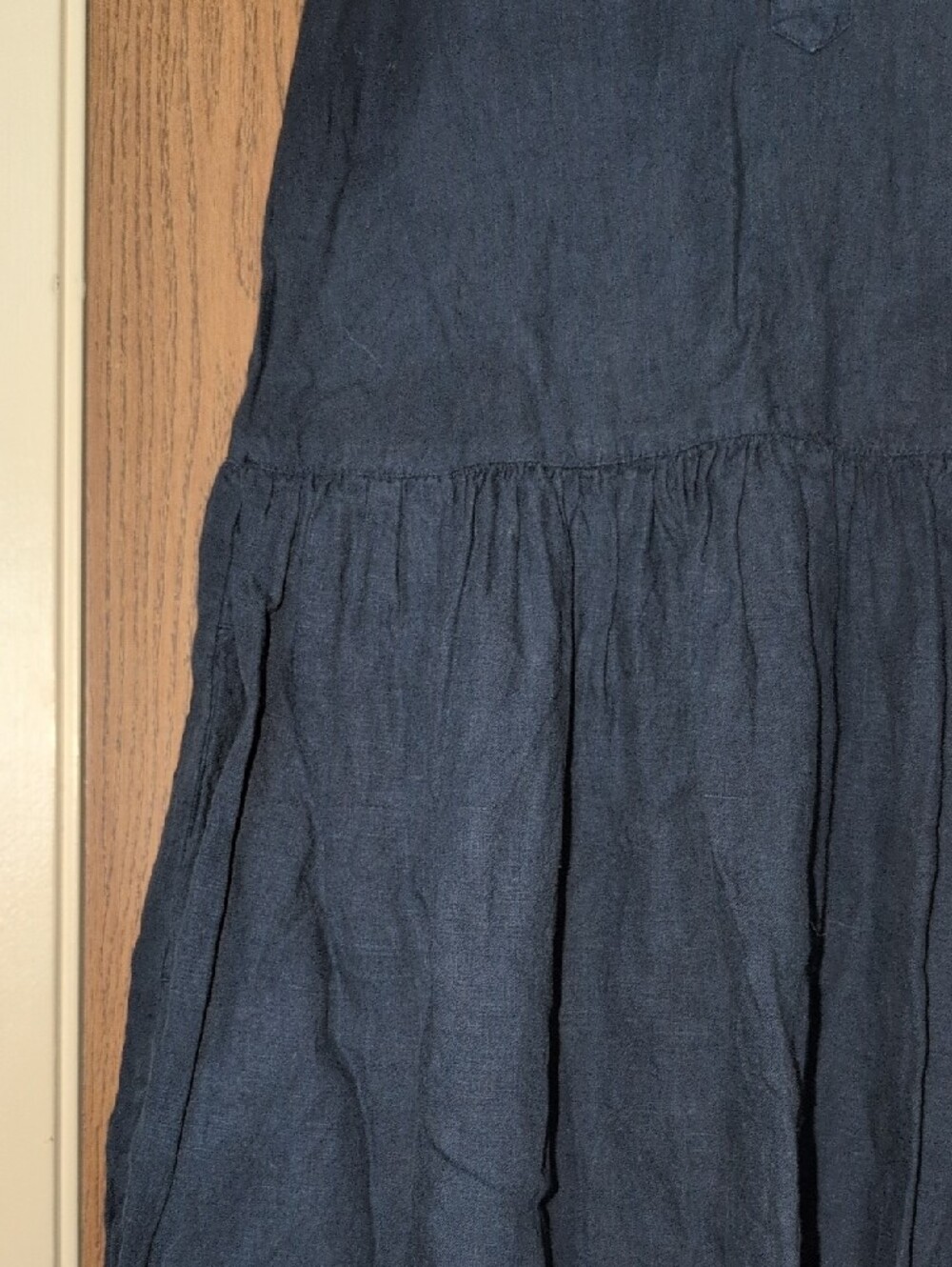 Frank & Eileen Navy 100% Linen Sleeveless Collared Maxi Sundress - Picture 3 of 8